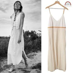 New! Zara Studio Limited Edition Bohemian Embroidered Eyelet Strappy Maxi Dress